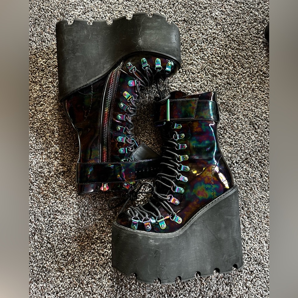 Current mood oil slick platform boots